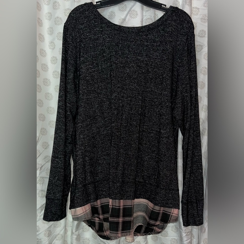 Maurices Charcoal Sweater with Soft Pink Details
